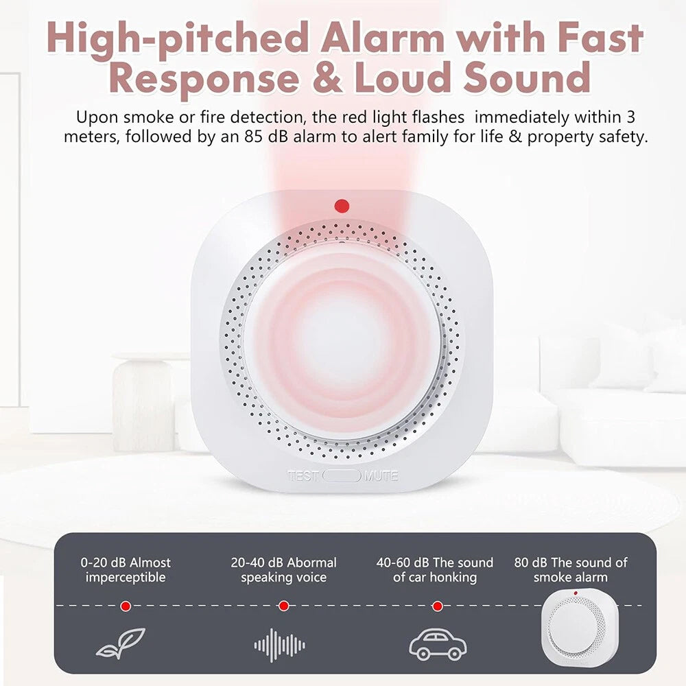2-Pack Smoke & Gas Alarm Detector, Fire Alarm Sensor Battery-Powered for Home Safety