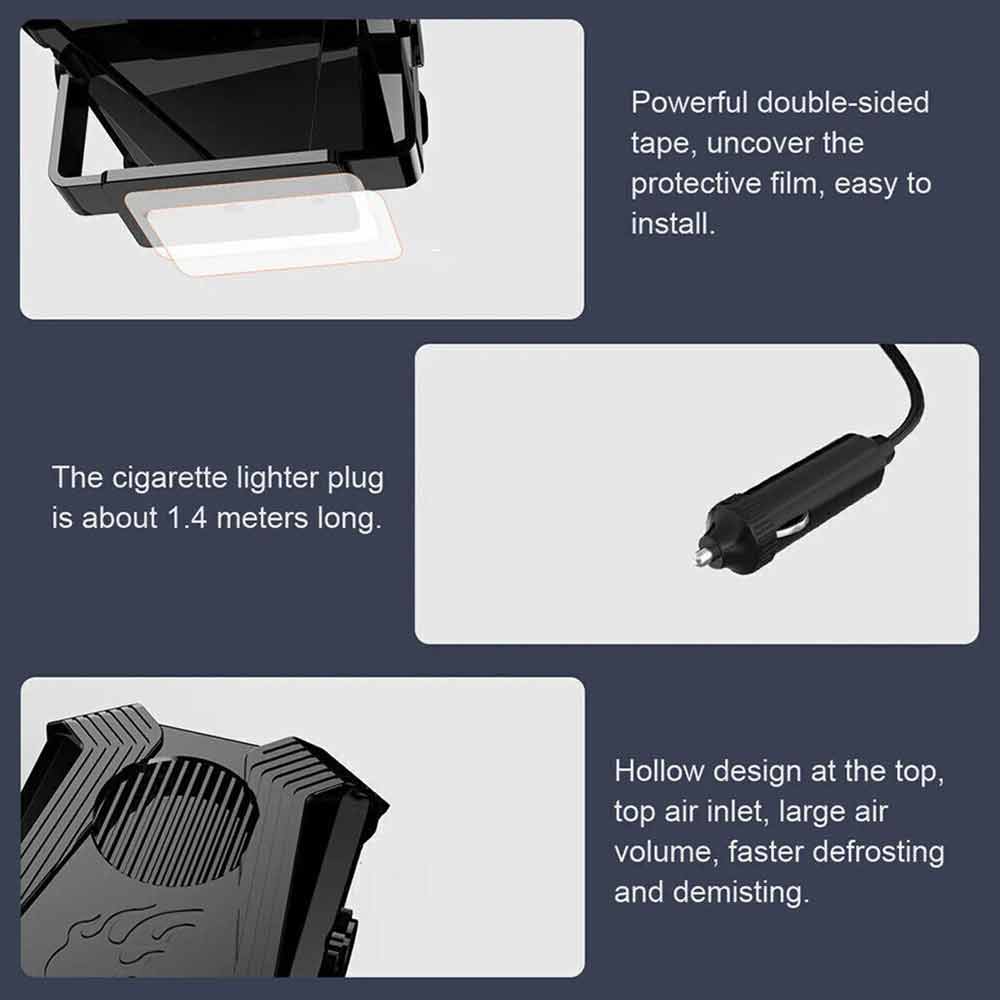 Portable 300W Electric Car Heater 12V DC Cooling Fan Defogger Defroster Demister