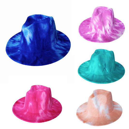 Men Women Jazz Summer Cap Wide Hat Hat Tie-Dye For Party Costumes Print Gift