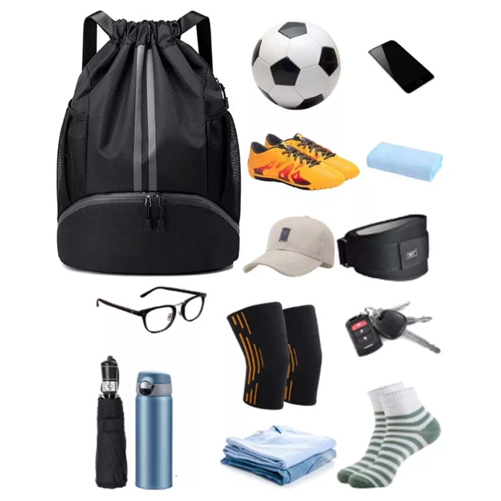 Waterproof PE Backpack Drawstring Sports Backpack Gym Bag with Shoe Compartment