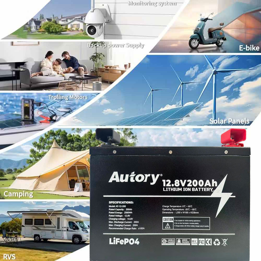 Autory 12.8V 200Ah LiFePO4 Deep Cycle Battery | 3000+ Cycles | Rechargeable Replace SLA AGM RV Camping