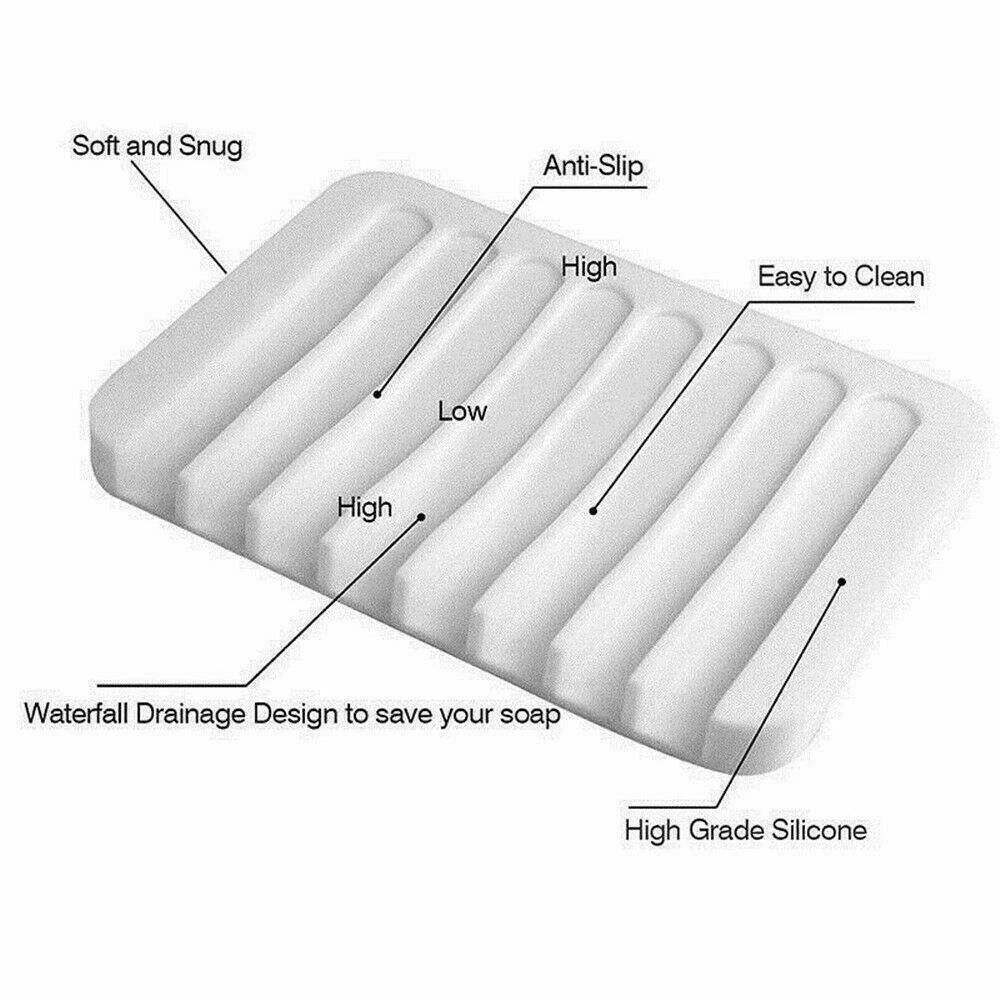 3-Pack Silicone Soap Holder – Bathroom Soapbox with Drainage Tray for Kitchen
