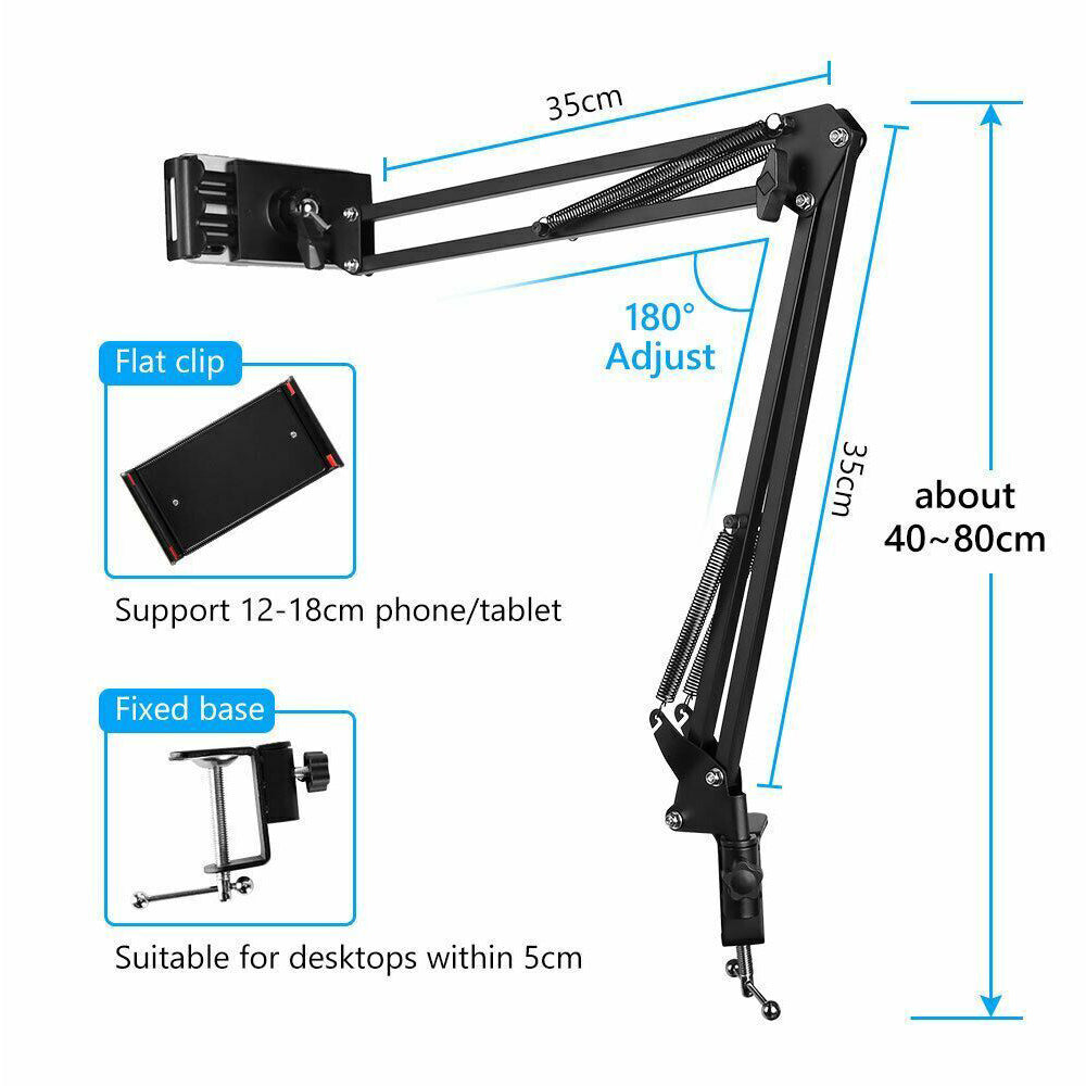 360° Rotating Adjustable Long Arm Desk Bed Table Phone PAD Holder Stand