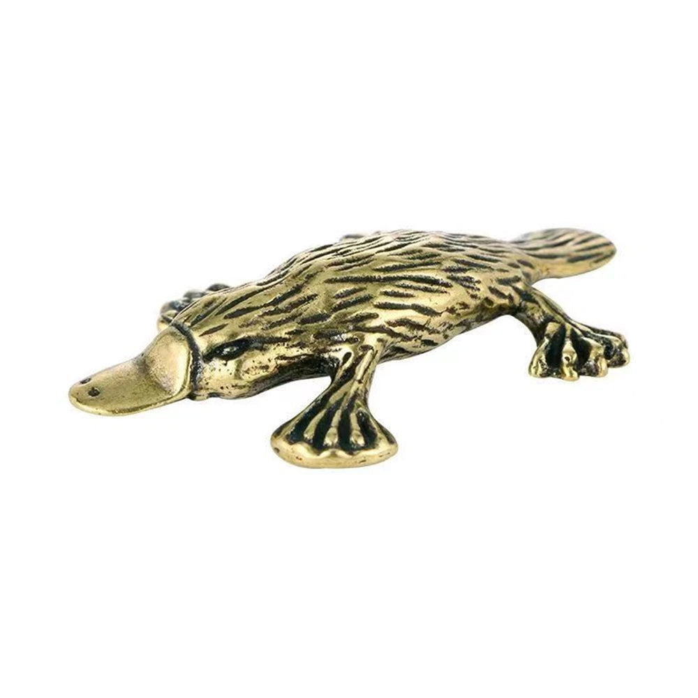 2x Brass Platypus Statue - Tea Pet Figurine Home Desktop Decor Ornaments