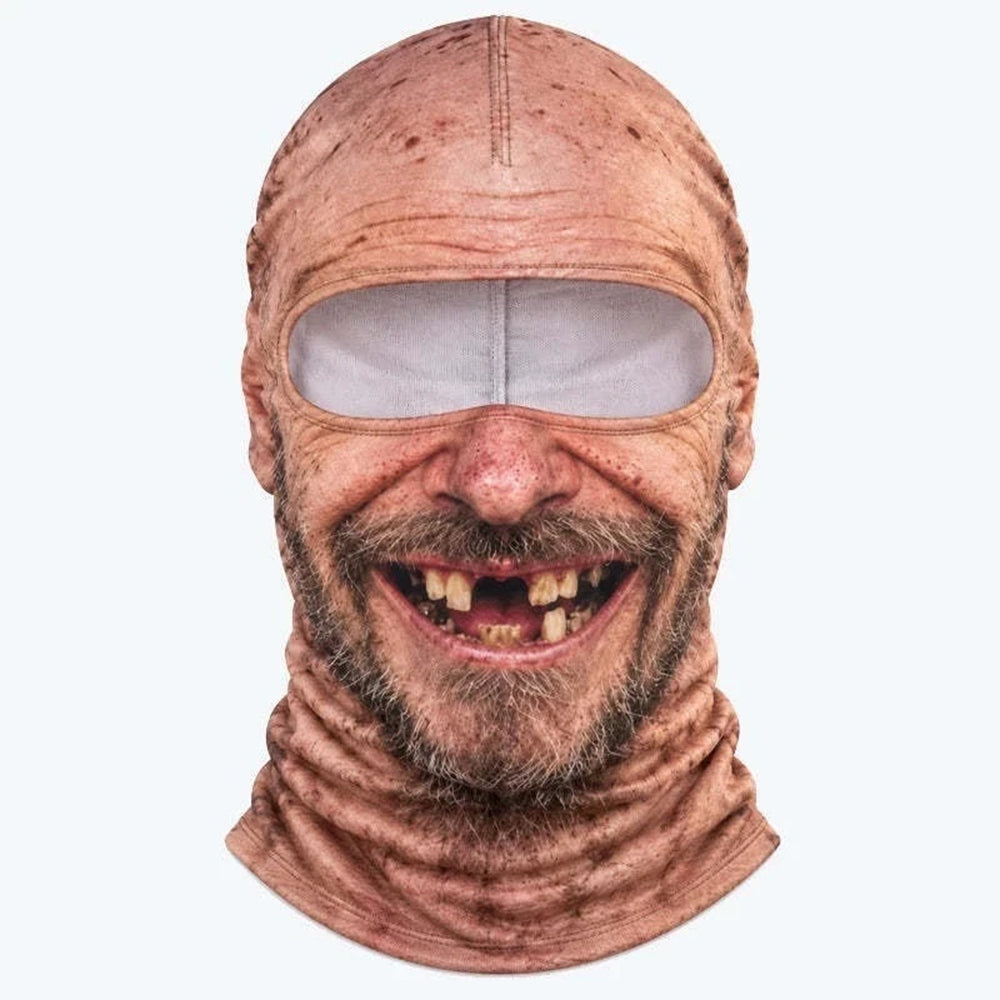 Funny Face Balaclava – 3D Old Man Ski Mask for Motorcycle & Snowboard