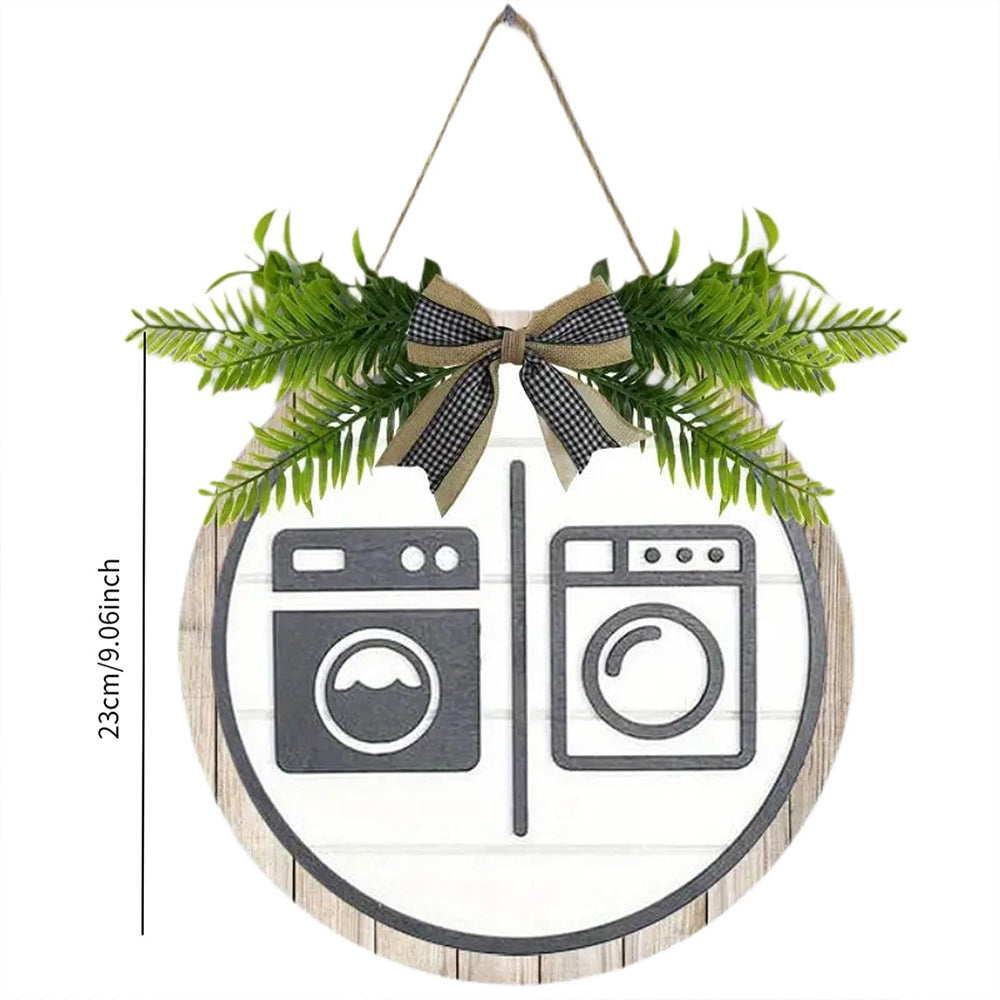 Wooden Laundry Room Sign – Wall Decor Washing Machine Sign for Bathroom Wall