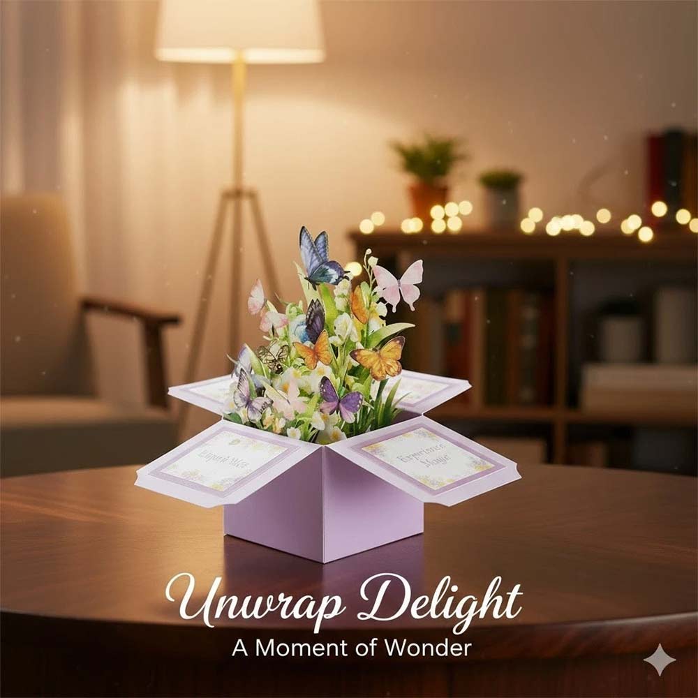 3D Pop-Up Birthday Card – Luxury Butterfly Floral Surprise for Mum, Daughter, Wife, Niece