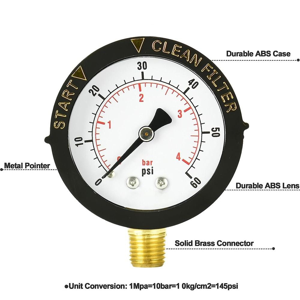 Pool Filter Pressure Gauge Water Pressure Gauge Dry and Utility Pressure Gauge 0-60psi