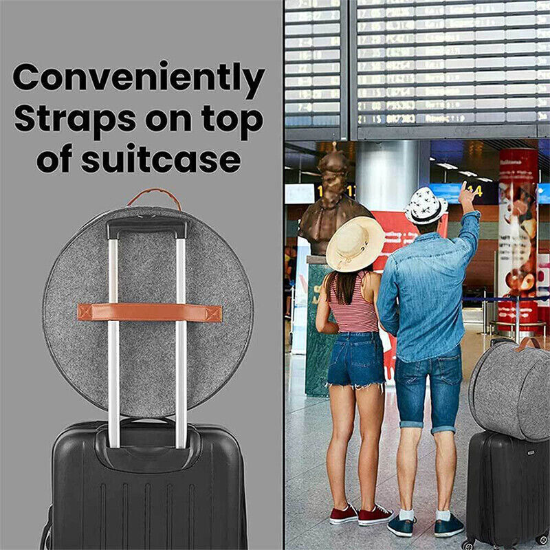 Extra Large Round Hat Storage Box for Women & Men Pop Up Felt Hat Box Organizer