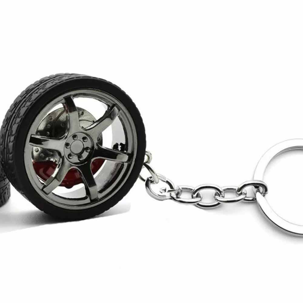 Simulation Tire Car Wheel Keychain Chain Brake Discs Key Ring RIM Wheel Keyring
