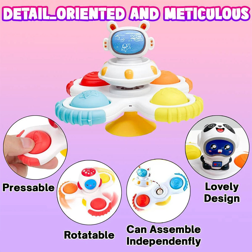 Baby Toys 3pcs Fidget Spinner Space Bath Spinner Space Suction Cup Fun Play Set