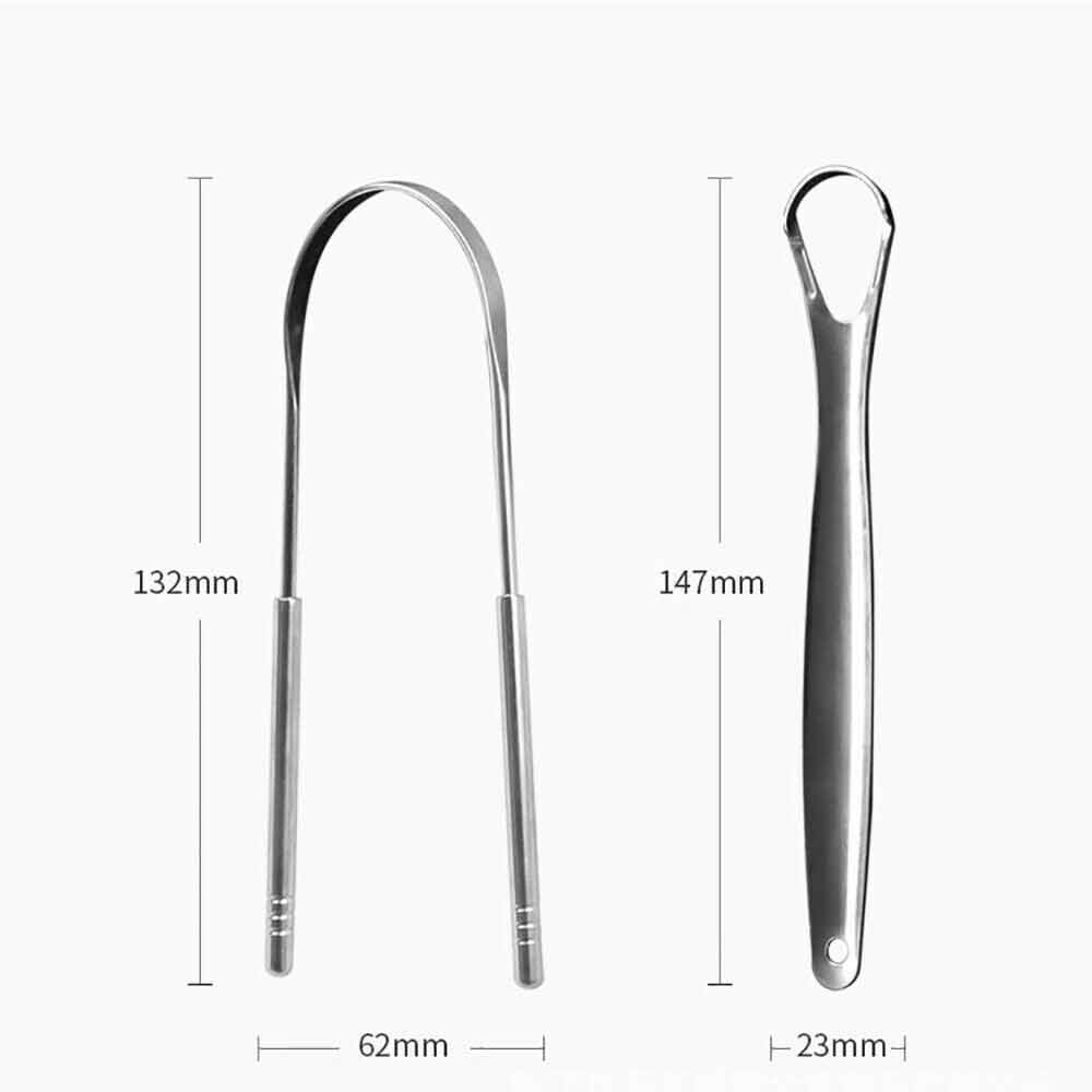 2PCS Kit Stainless Steel Tongue Tounge Cleaner Dental Care Hygiene Oral Mouth