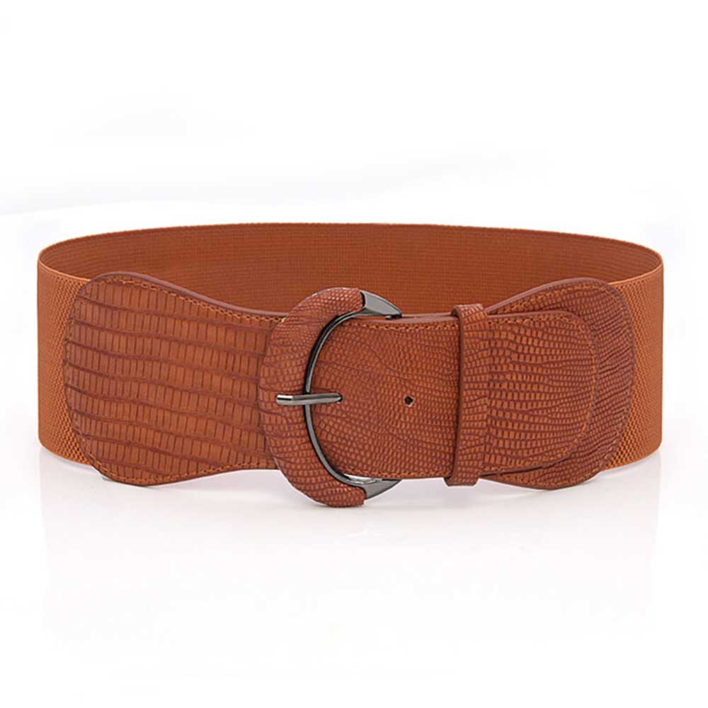 Wide Belt 75CM Women Ladies Faux Leather Wide Stretch Elastic Buckle Cinch Waist