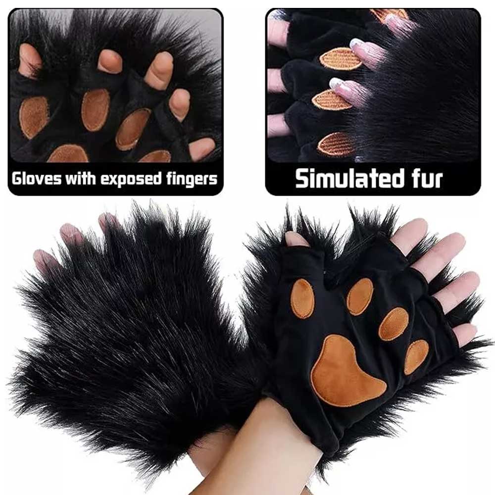 Furry Cat Fox Mask Christmas Party Cat Fox Cosplay Costume Mask Tail Paws Set