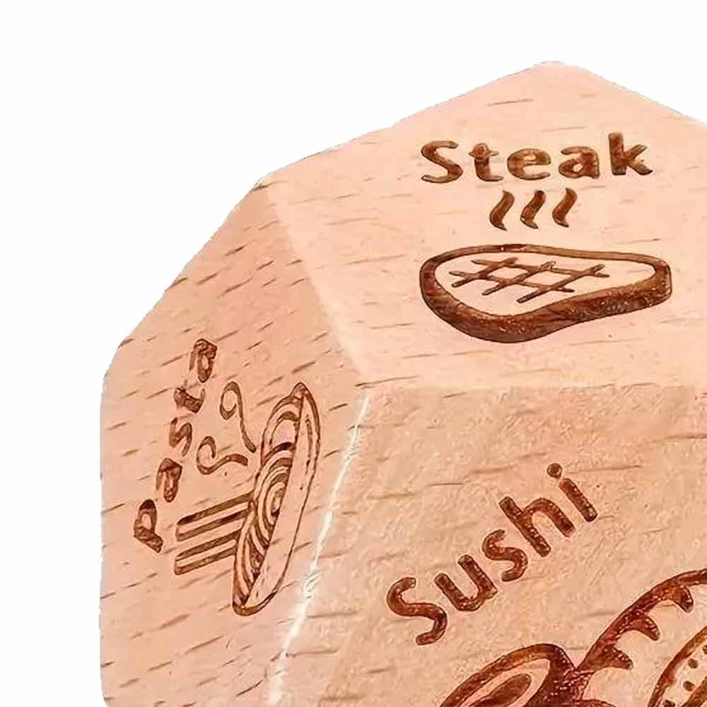 Food Decision Dice Decider Date Night Ideas Games 12-Sided takeaway Wooden