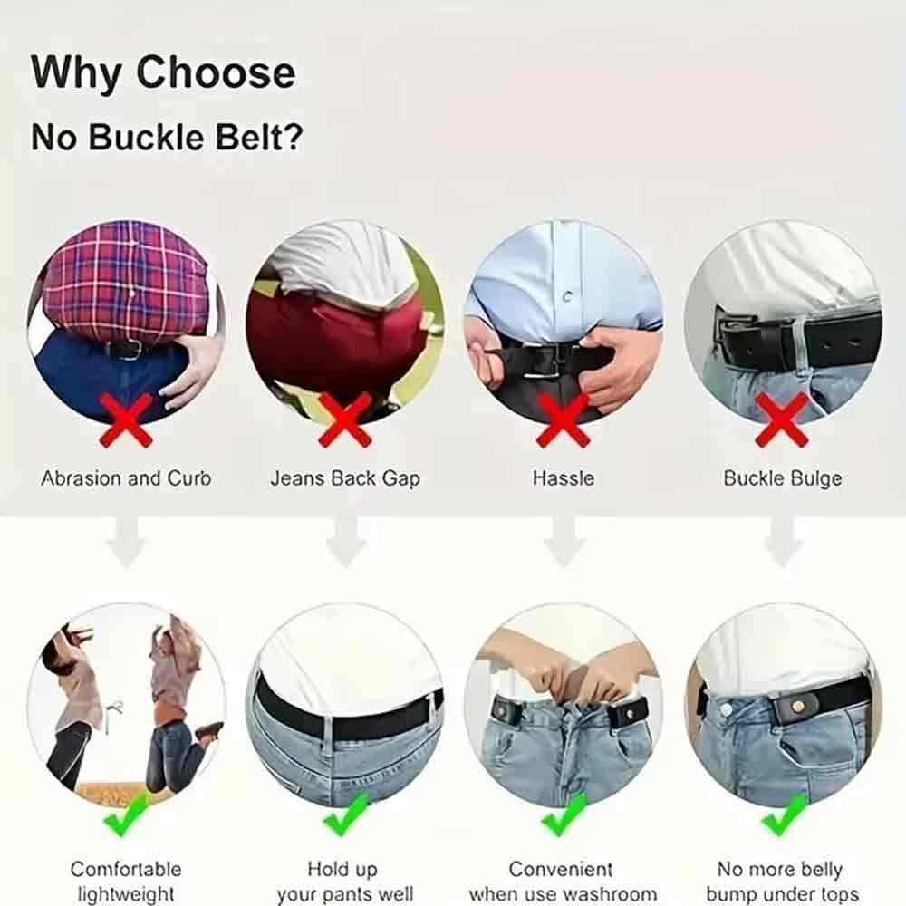 Traceless Invisible Elastic Belt – No-Buckle Stretch Belt for Women's & Men's Jeans Pants