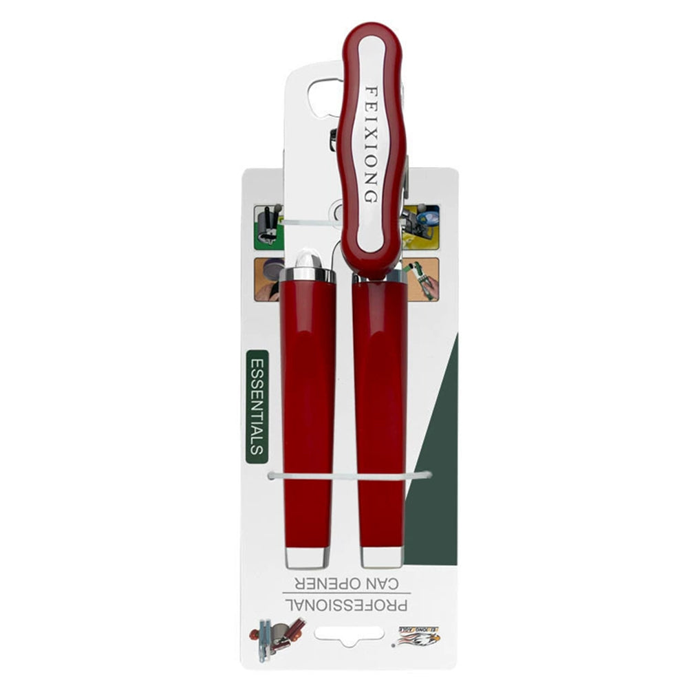 Stainless Steel Can Opener - Red Multifunctional Manual Opener Bottle Opener