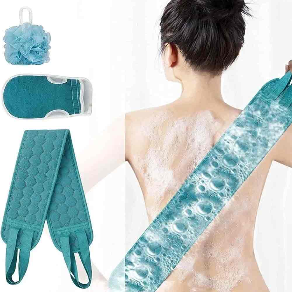 Exfoliating Body Scrubber Set – Back Scrubber, Bath Glove & Shower Loofah 3-in-1
