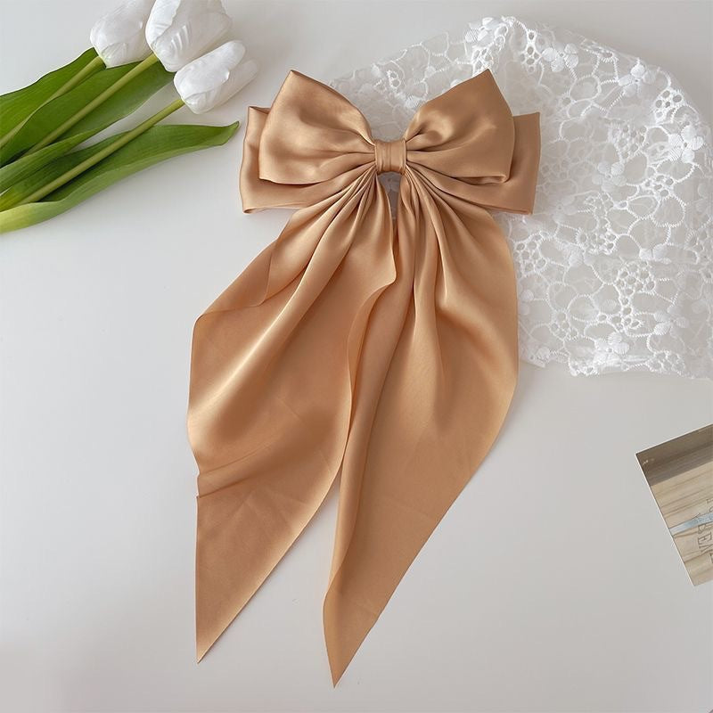 Large Bow Hair Clip – Satin Ribbon Barrette for Women & Girls, Hairpin Headwear