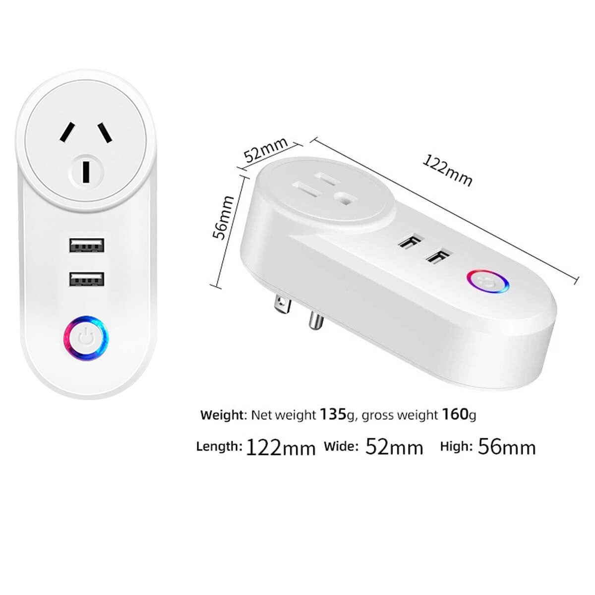 WiFi Dual Smart Home Socket – Outlet Adaptor with App Control for Alexa & Google