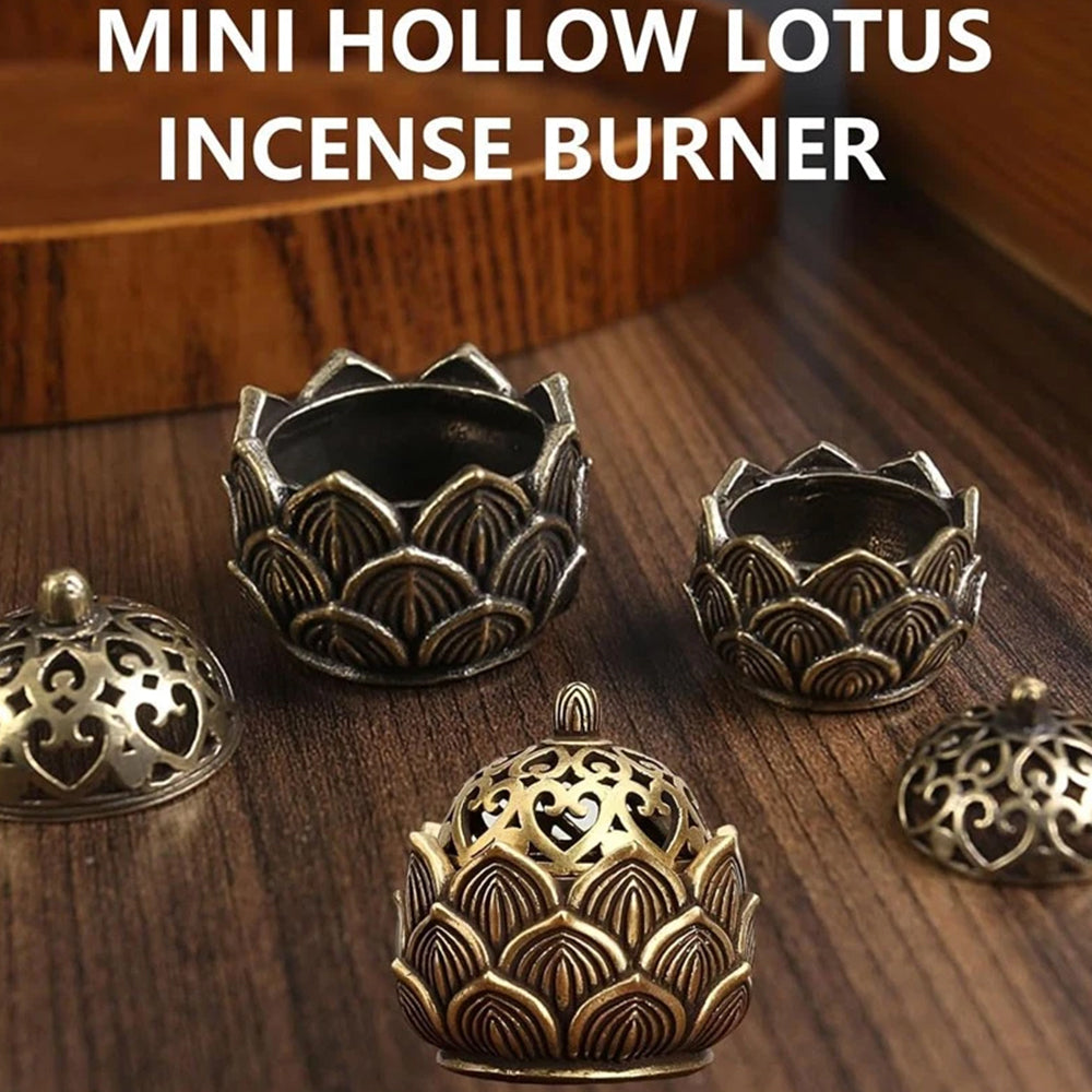2-Piece Small Lotus Incense Burner Set – Elegant Holder for Sticks and Cones