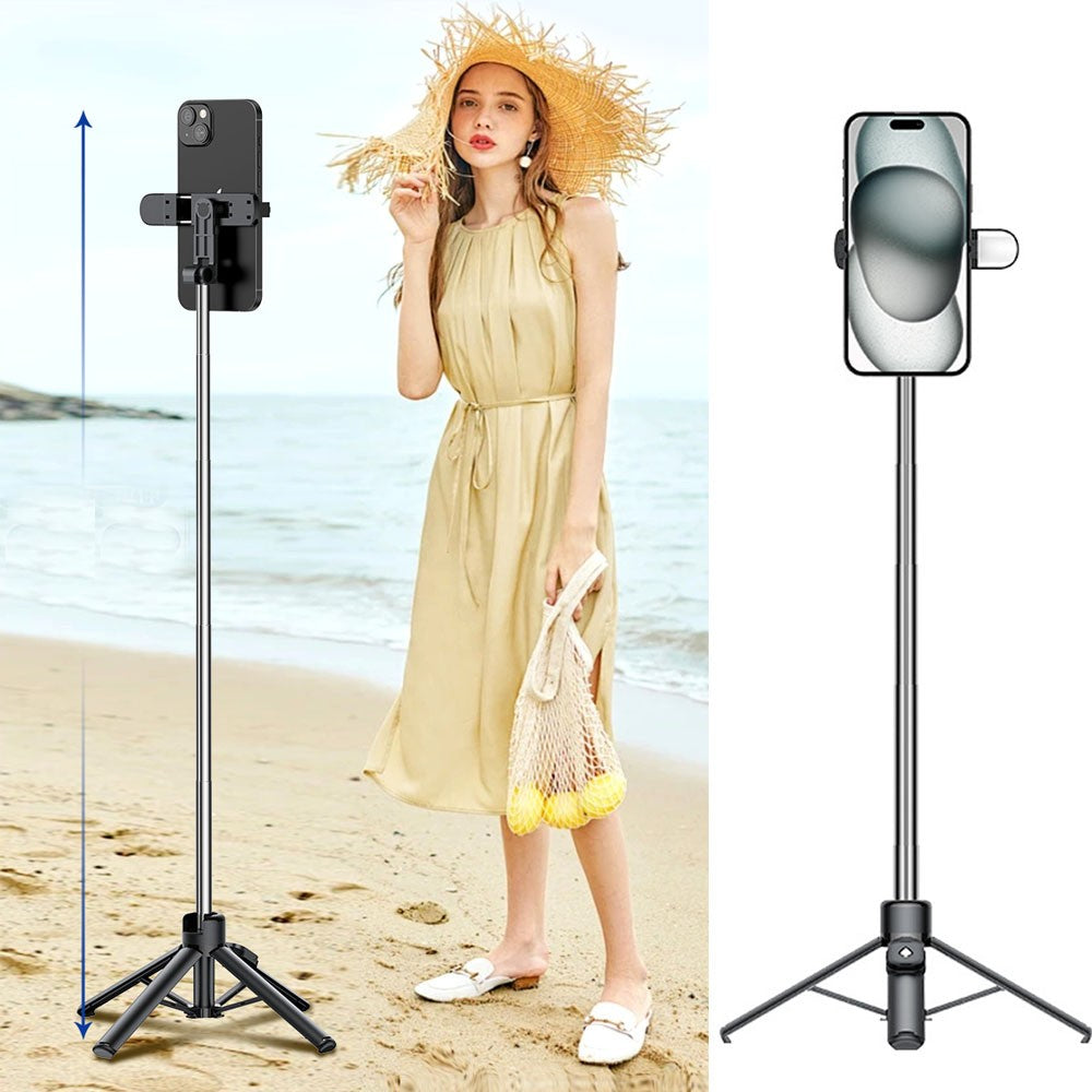Universal Extendable Bluetooth Wireless Selfie Stick with Fill Light Tripod