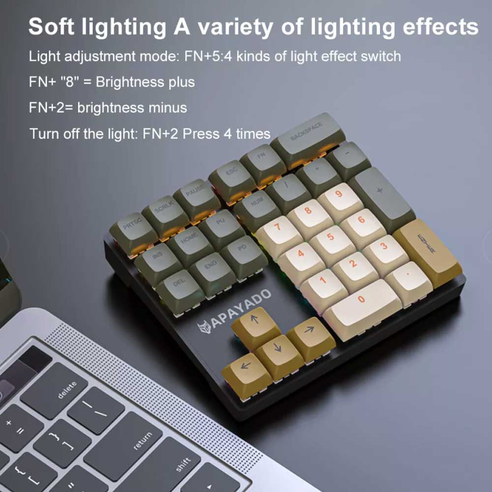 RGB K33 External Mini Keyboard 33 Key Left-Hand PBT Keycap Plug & Play Keypad