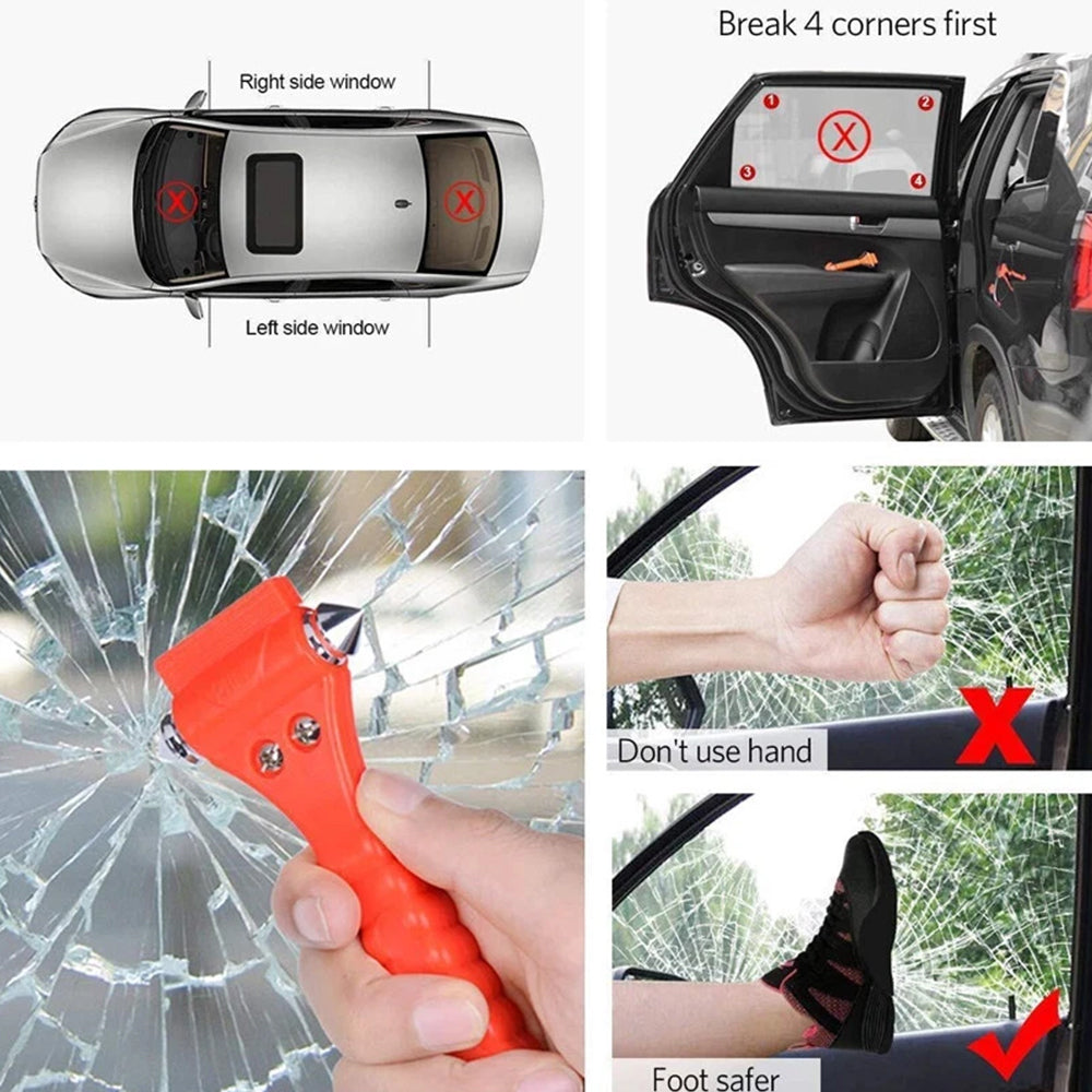 4-Pack Emergency Hammer – Car Window Breaker & Seatbelt Cutter Escape Tool