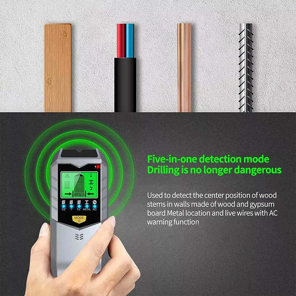 5 IN 1 Electric Detector Wall Wood Metal Sensor Wire Stud Finder Cable Scanner