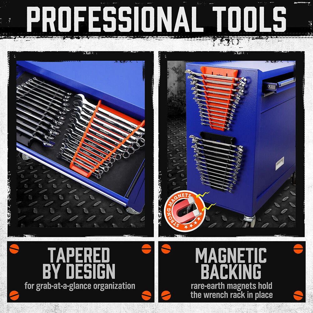 2Pcs Magnetic Spanner Rack - 24 Slot Wrench Holder Tool Storage Organizer