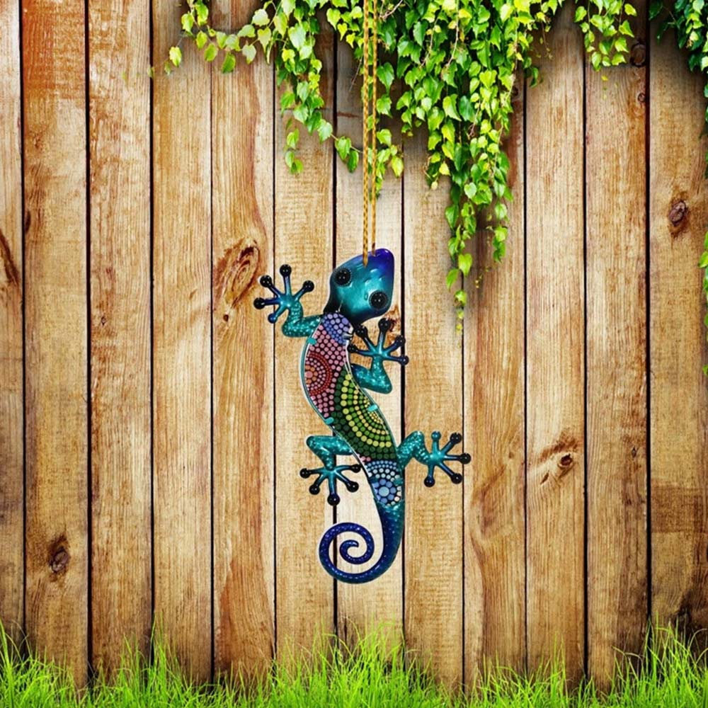 4X Colourful Gecko Garden Art – Acrylic Lizard Wall Hanging Fence Ornament Decor