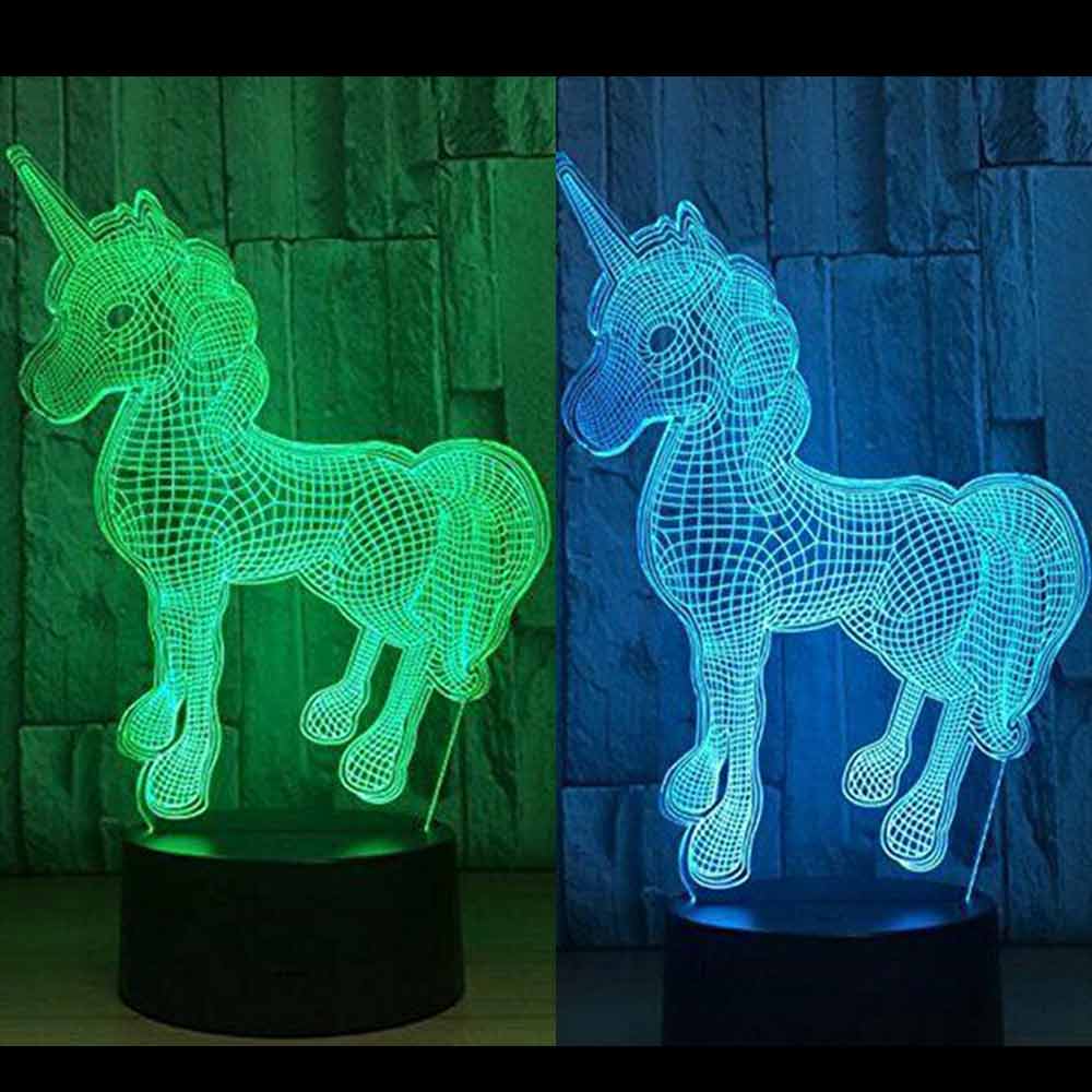 Unicorn Illusion Lamp 3D Optical Night Light LED Kids Mood Light Bedside