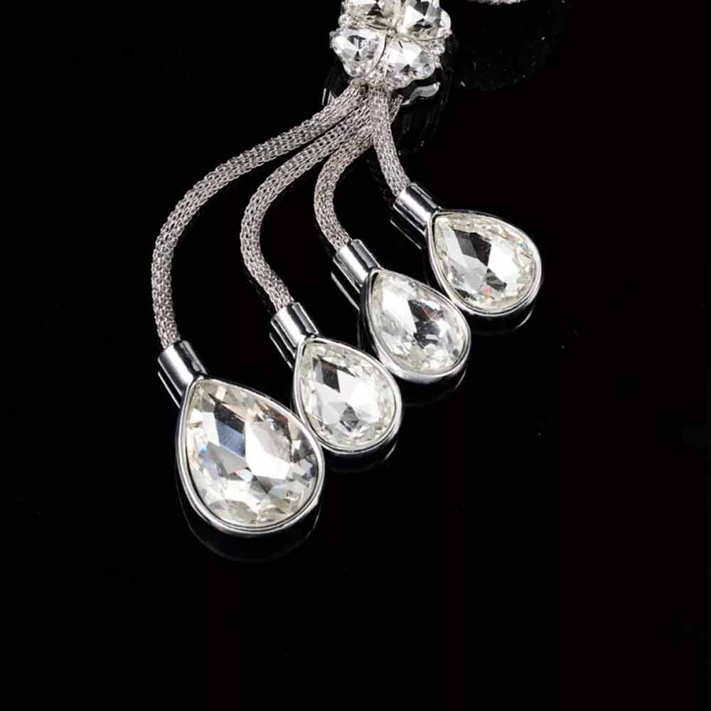 White Crystal Disco Ball Charm Hanging Ornament Car Rear View Mirror Pendant