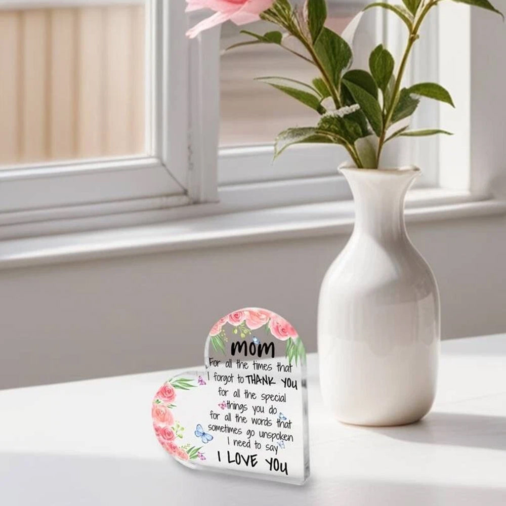 Heart Shaped Acrylic Plaque for Mum - Unique Mother's Day & Christmas Gift