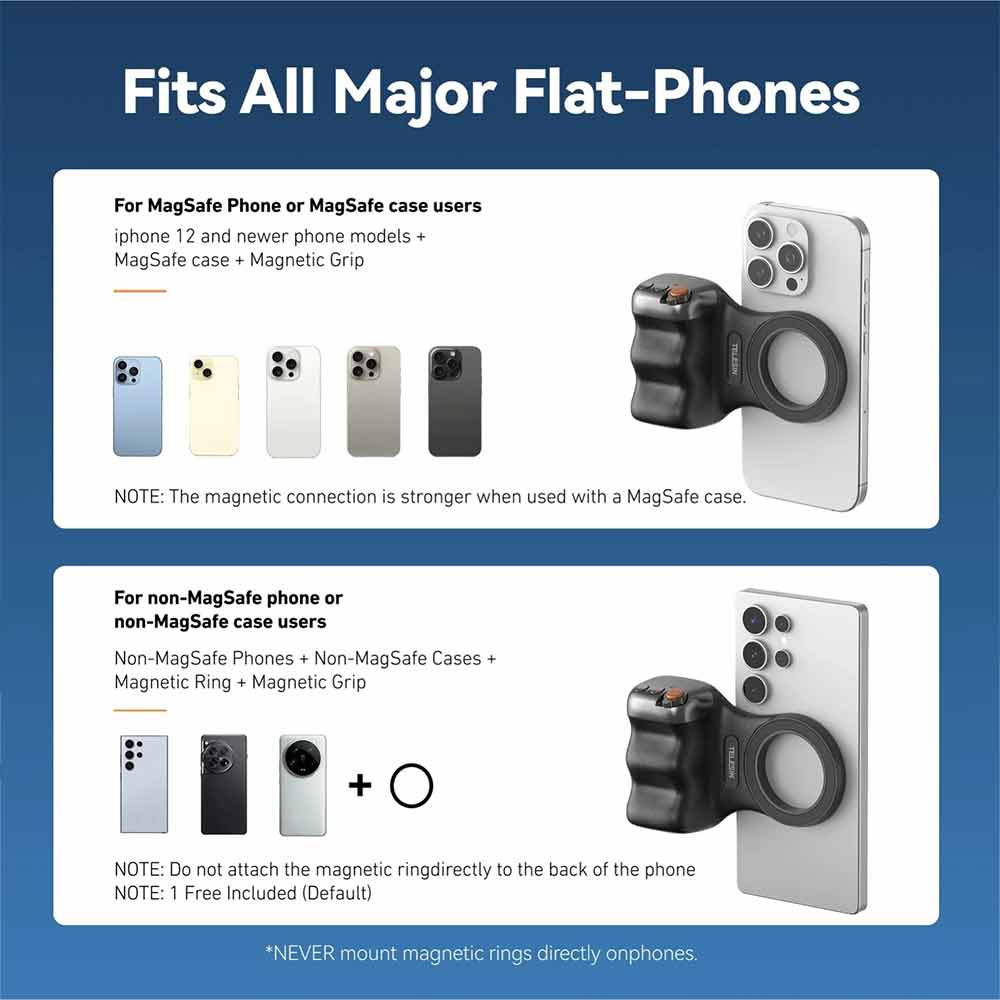 Bluetooth Phone Camera Grip – Magnetic Remote Handle Holder for Smartphones
