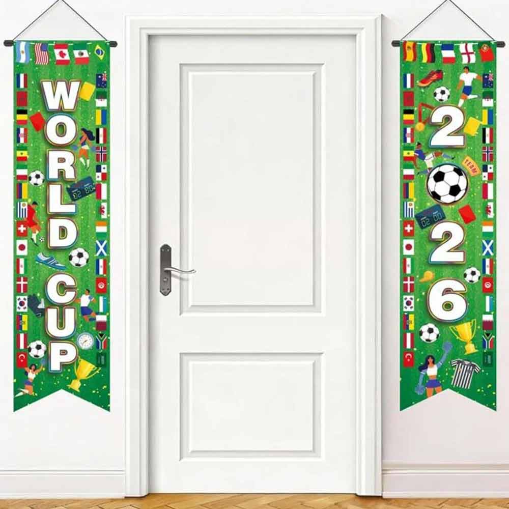 World Cup 2026 Football Door Banner – Decorative Football Curtain, 2-Piece Set