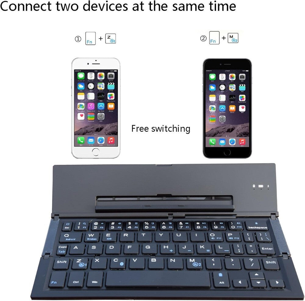 Portable Folding Wireless Bluetooth Keyboard for Tablet Laptops and Smartphones