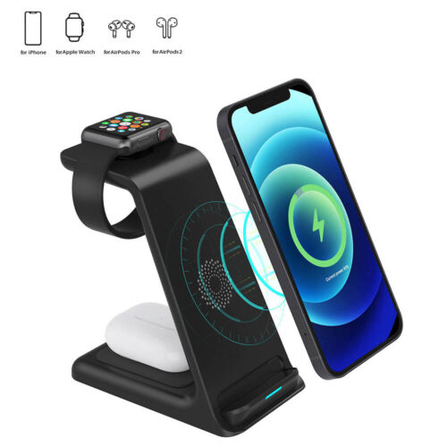Wireless Charger Dock Station 3 in 1 For Apple Watch iPhone 13 12 11 XS air pods