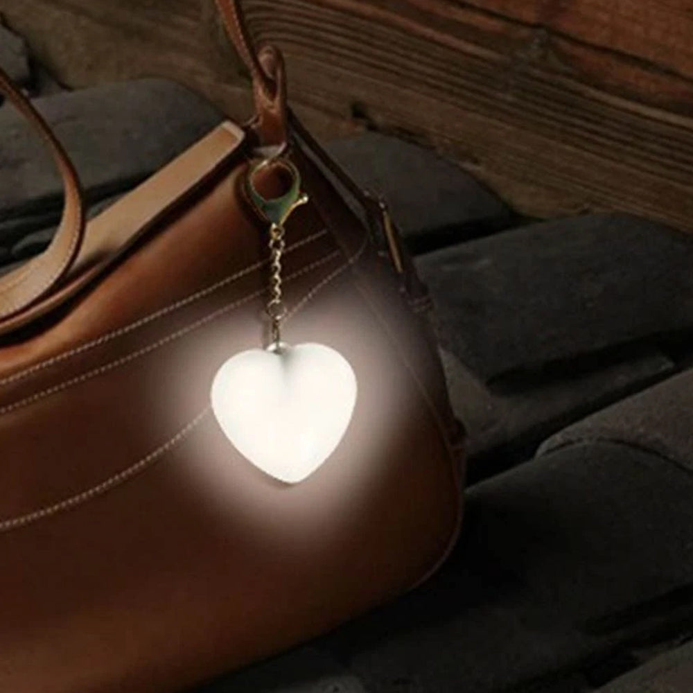 2x Rechargeable Heart Shape LED Light - Touch Sensitive Bag Keychain Flashlight