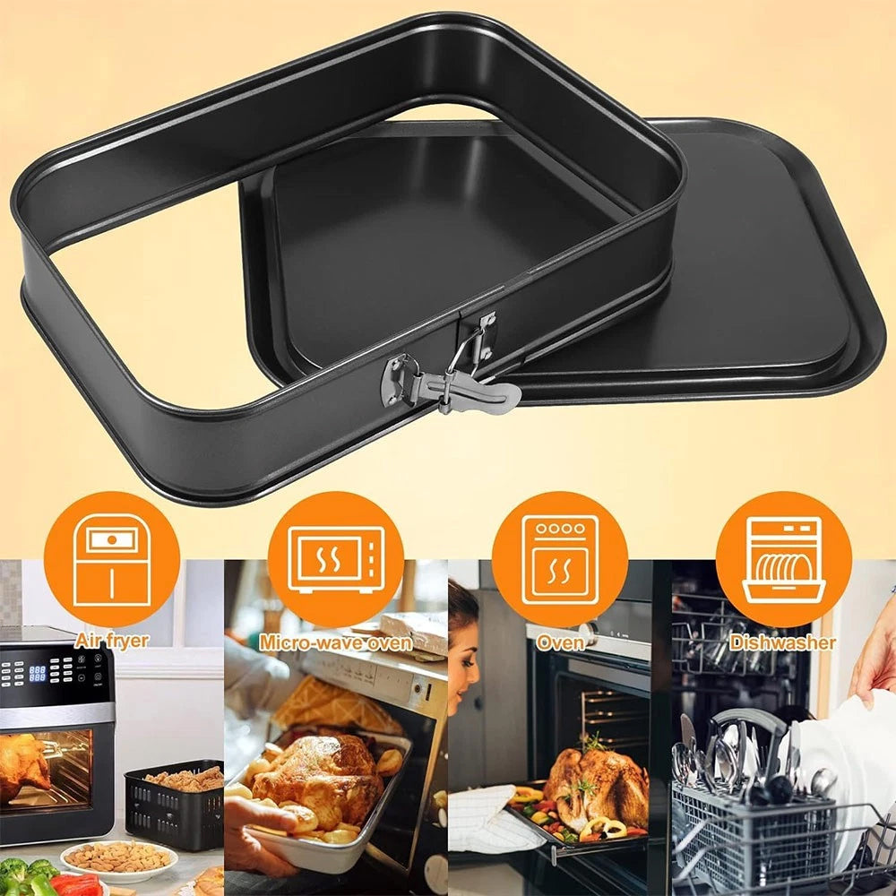 28CM Cake Tin Rectangular Non Stick Spring Form Baking Bake Tray Bakeware