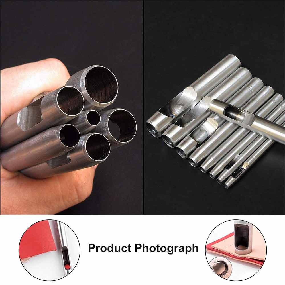 10pcs Heavy Duty Leather Hollow Hole Punch Set DIY Craft Hand Cutter Hole Tool