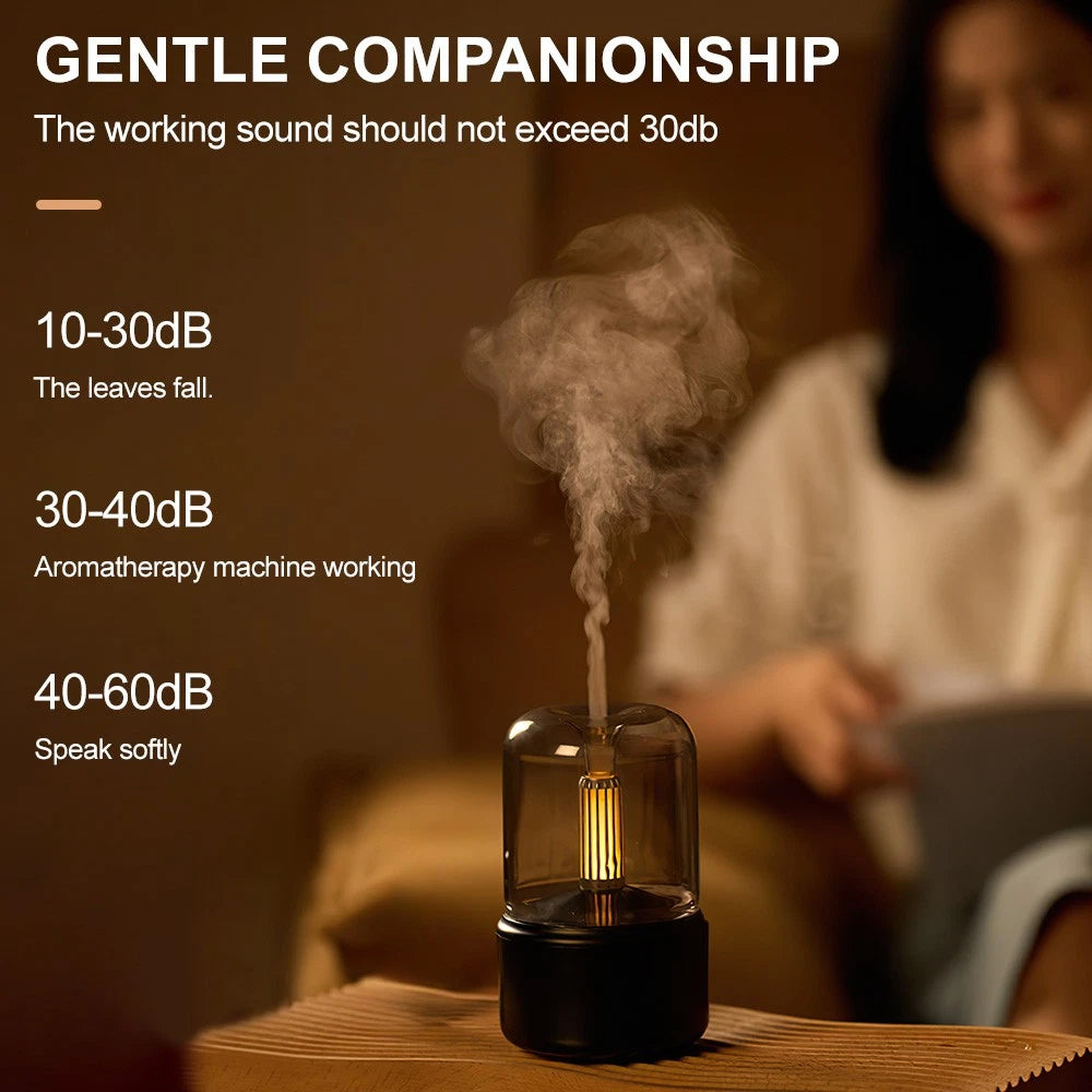 Black Vintage USB Candlelight Aroma Diffuser - 120ml Essential Oil Humidifier