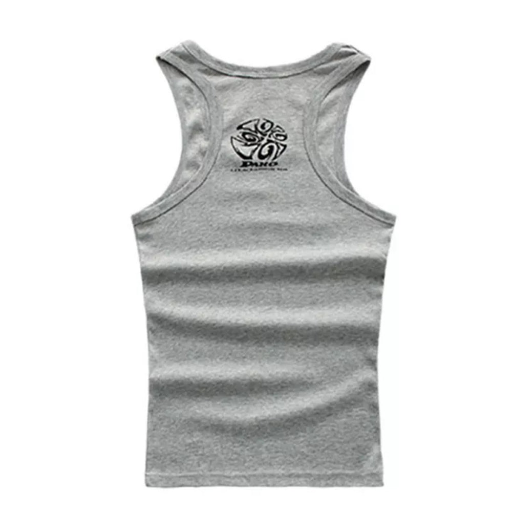 Men Print Vest Sleeveless Top Silm Fit Pullover Tee Shirt Breathing Vest