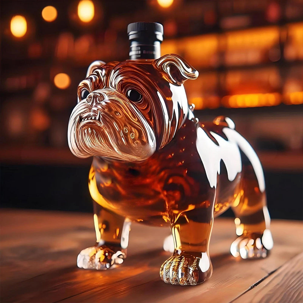 Bulldog Whiskey Bottle – Funny & Unique Animal Glass Decanter for Spirits