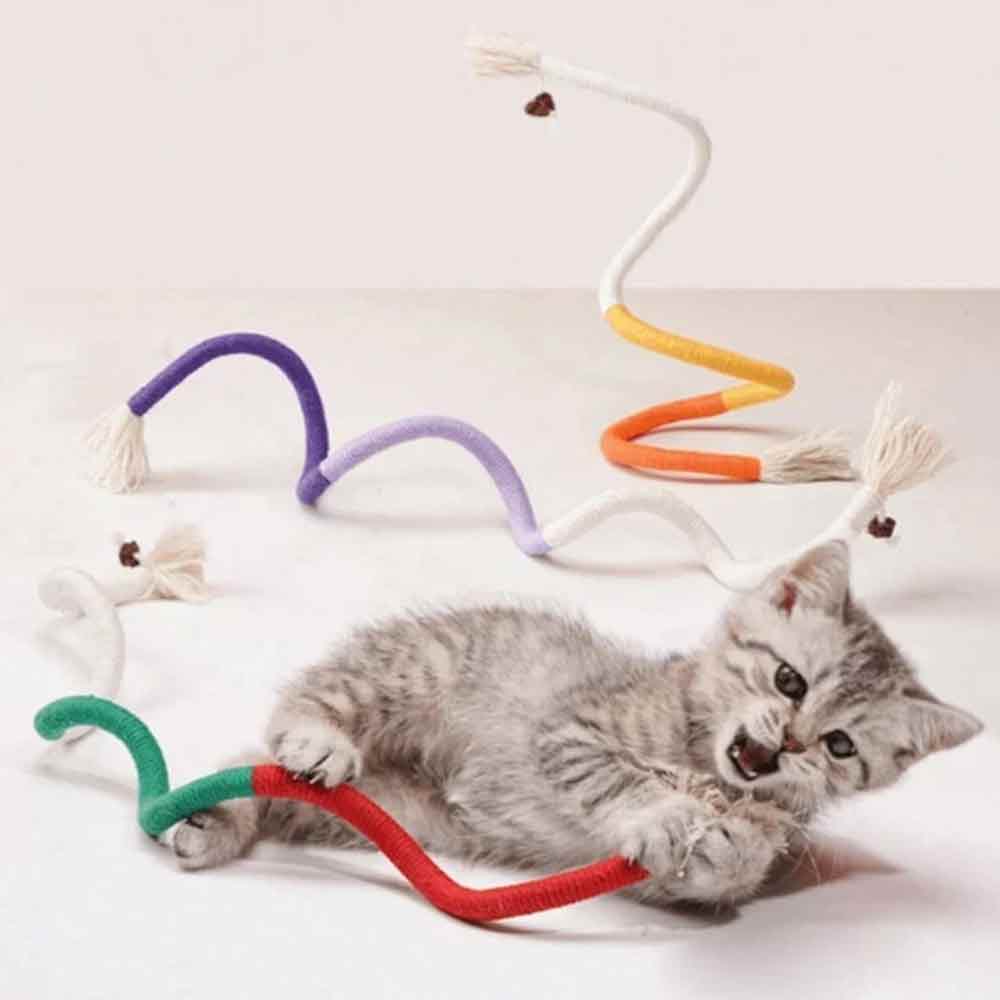 Catnip Rope Plush Cat Chew Toy – Teeth Cleaning Interactive Kitten Teething Play