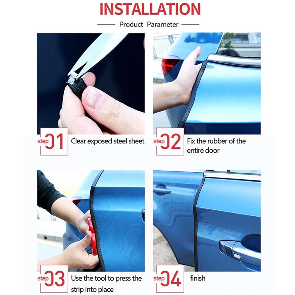 5M Car Door Edge Protector Strip - U-Shape Rubber Trim Guard Seal Black