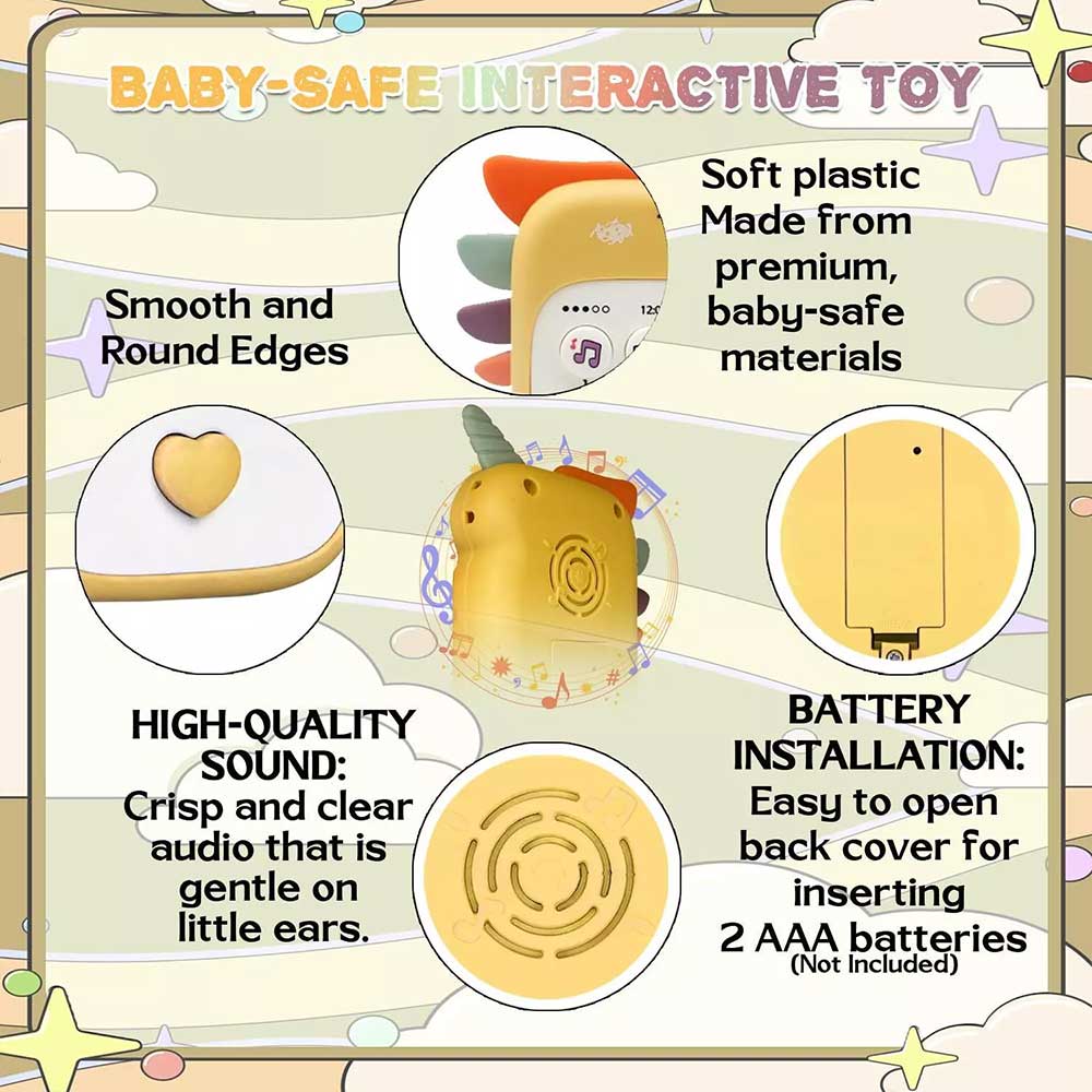 Baby Educational Unicorn Phone Toy Set Lights Music Animal Sounds Dual Language Toddlers