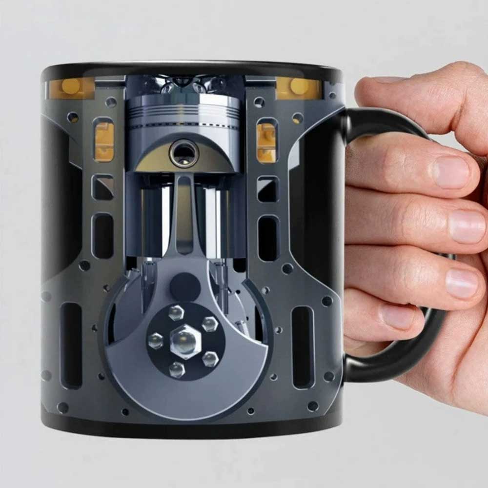 Ceramic Mechanic Mug 350ml – 3D Engine Piston Coffee Cup for Car Lovers