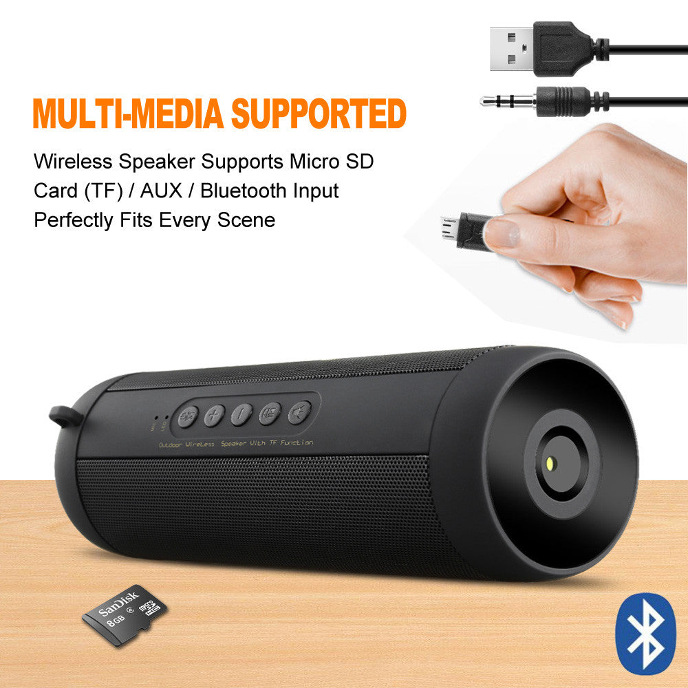 Waterproof Bluetooth Subwoofer – Portable Speaker with TF Card, Flashlight & Radio