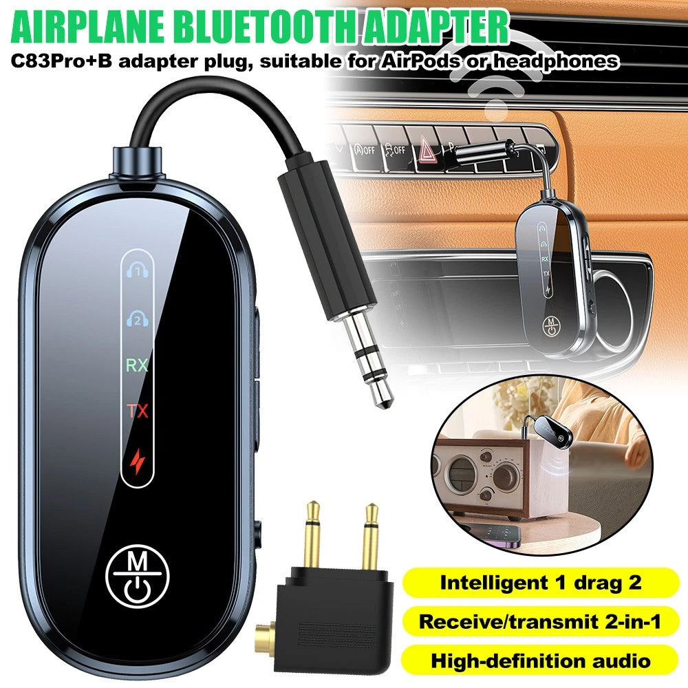 Airplane Bluetooth Transmitter for AirPods - Wireless Audio Adapter for Headphones